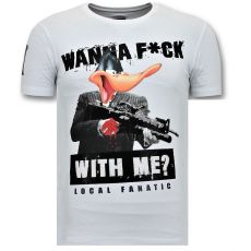 T-Shirt Män - Andjakt Gun Vit