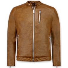Brun Skinnjacka Herr - Faux Leather Jacket