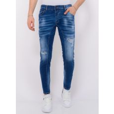 Distressed Ripped Jeans Herr Slim Fit - Bla