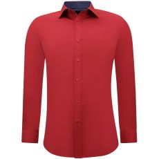 Business-skjorta I Bomull För Män - Slimmad Passform Blus Stretch -Röd