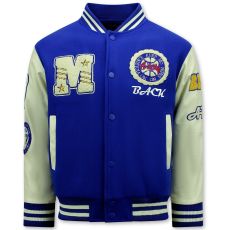 Vintage Oversized American Baseball Jacke Herrar - Blå