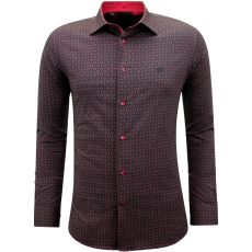 Skjorta Med Tryck - Långärmad Och Smal För Män Röd