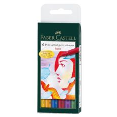 Penselpenna Faber-Castell 6 PITT Brush Basic, 6 färger/fp