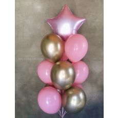 Ballong Bukett i Pastell Rosa/Guld Chrome.