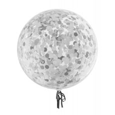 Stora Konfetti Ballonger i Silver. 5 Pack. 46cm