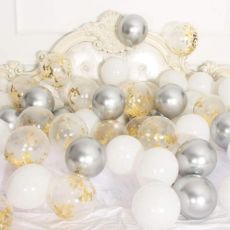 Ballong Bukett i Silver/Guld Konfetti. 30 Pack