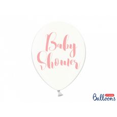 Baby Shower ljus rosa Ballong med tryck. 10 pack. 30cm