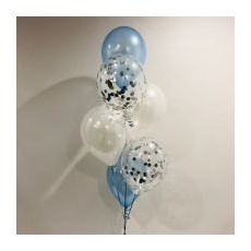 Ballong Bukett Ljus Blå/Pärlemor. 9 Pack