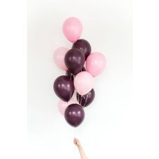 Ballong Bukett I Vinröd/Pastell Rosa. 12 Pack