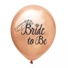 Bride to Be Rosaguld Latex Ballonger. 10 pack