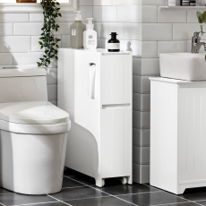 Toalettpappershållare med hyllförvaring Badrumsskåp Badrumshylla BZR111-W