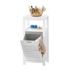 Badrumsskåp med tvättkorg och lådor, Förvaringsmöbel badrum, BZR67-W