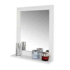 Spegel med hylla, Badrumsmöbler, vit, Längd 40 cm Bredd 10 cm Höjd 49 cm, FRG129-W