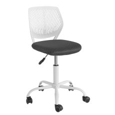 Snurrfåtölj, höjdjusterbart Skrivbordsstol, Kontorsstol, vit och svart, FST64-W
