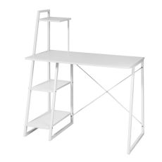 Skrivbord med bokhylla Hörnbord, Bord: Längd 100 cm Bredd 50 cm Höjd 75 cm, vit, FWT29-W