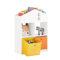 Barnhylla med 2 korgar Liten bokhylla Organizer för leksaker och böcker KMB49-W