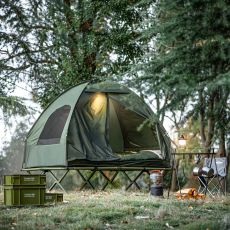 4-i-1 tält med sovsäck för campingstol, luftmadrass, hopfällbar barnsäng och tillbehör för 2 personer,OGS32-L-GR