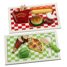 Leksaksmat - Pizza eller hamburger på bricka