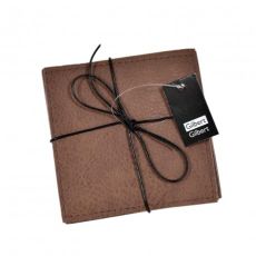 Glasunderlägg Grå/brun läderlook 4-pack