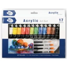Målarset akryl 12 färger, 4 penslar, palett