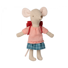 MAILEG Tricycle mouse, Big sister with bag - Red
