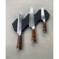 Knivset med 3 knivar (Damaskusstål) - Kockkniv, Skalkniv, Brödkniv