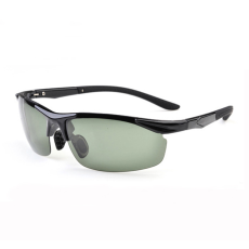 AOFLY Sunglasses -Bright black frame & Dark green lens